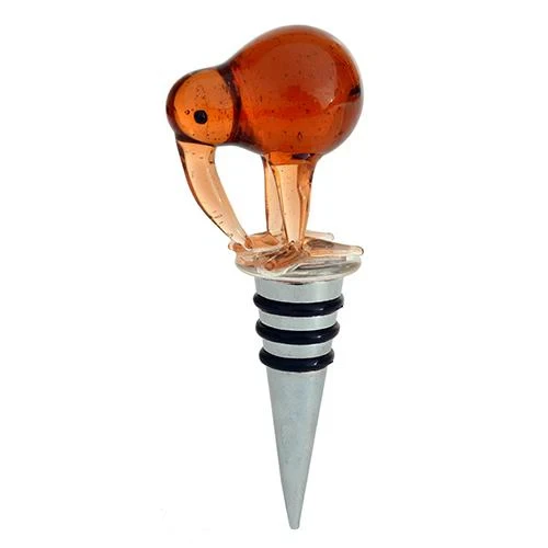 Glass Brown Kiwi Bottle Stopper