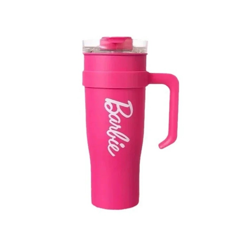 MINISO Barbie Co-Branded 1600ML Large-Capacity Stainless Steel Water Cup  Thermal Insulation, Pink, Girls Water Bottle