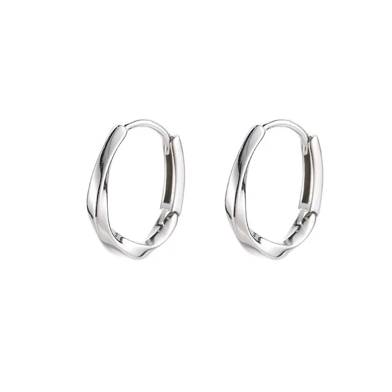 925 Sterling Silver Round Earrings  Temperament Simple Inlaid Design for Women