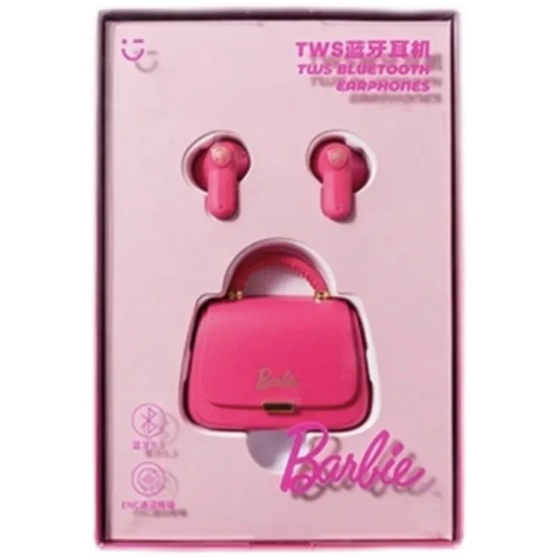 Genuine MINISO Barbie Series TWS Bluetooth Headphones Pink Cute Creative Handbag Shape In-Ear Earplugs, Ideal Girls Holiday Gift