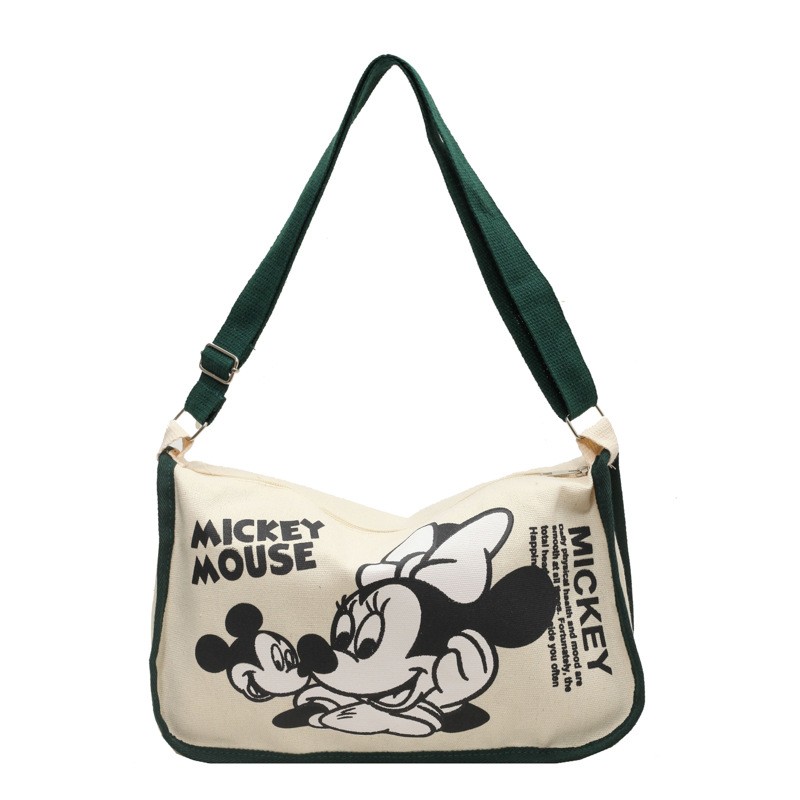 MINISO Snoopy Cartoon Cute Print Canvas Bag Large Capacity One Shoulder Dumpling Bag, Women's Crossbody Bag