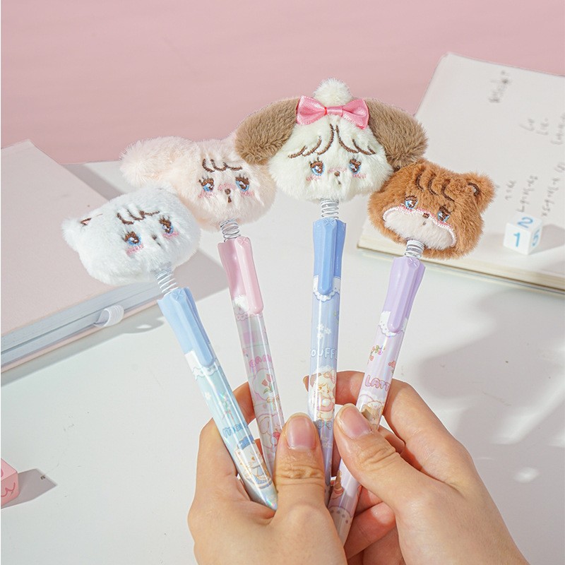 28pcs Miniso Mikko Plush Doll Neutral Pen Set Cartoon Mikko Writing Pens, 0.5mm Black Gel Pens for Students, Stationery
