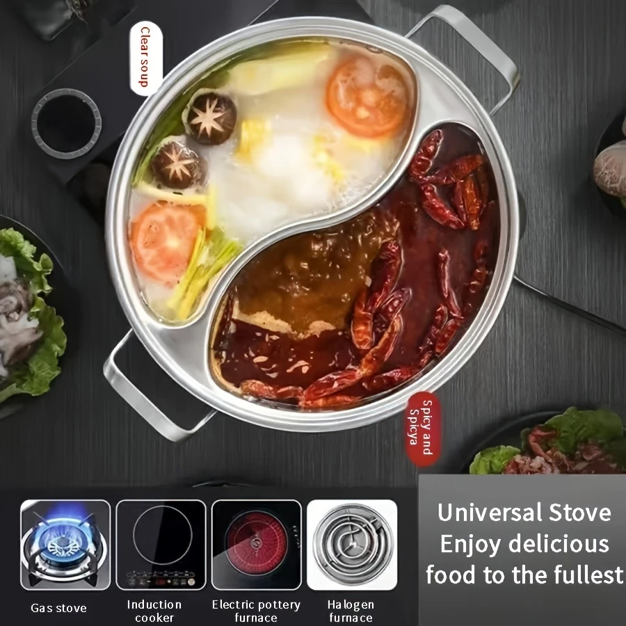 Stainless Steel Dual-Compartment Hot Pot
