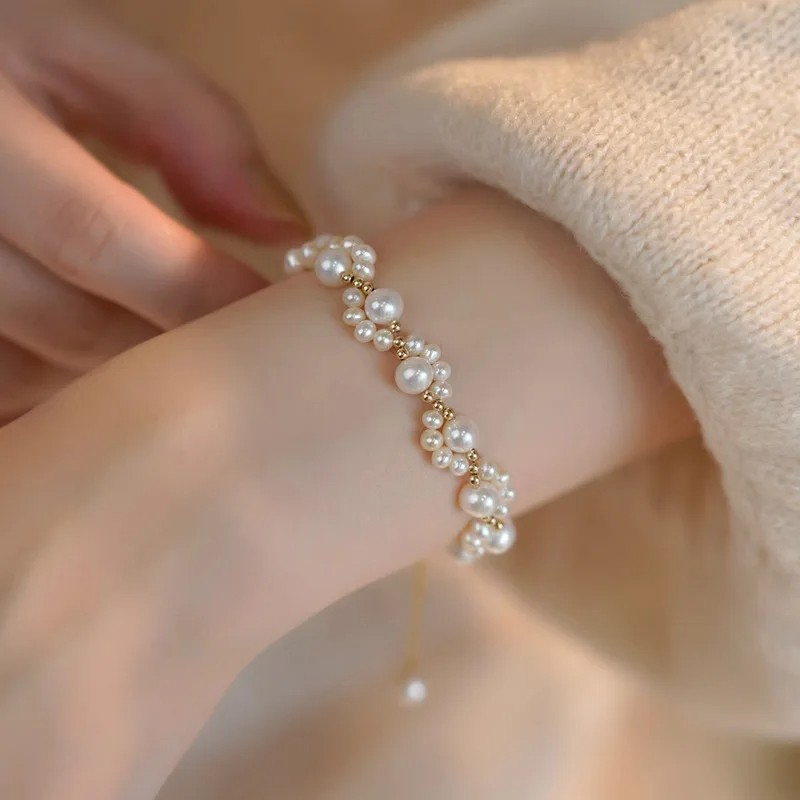 Cute Animal Paw Bracelet for Women Gold Color French Retro Pearl Bracelet Jewelry