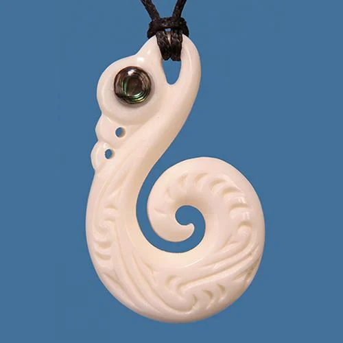 Bone Manaia with Koru Pendant