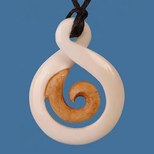 Bone Single Twist with Koru Pendant