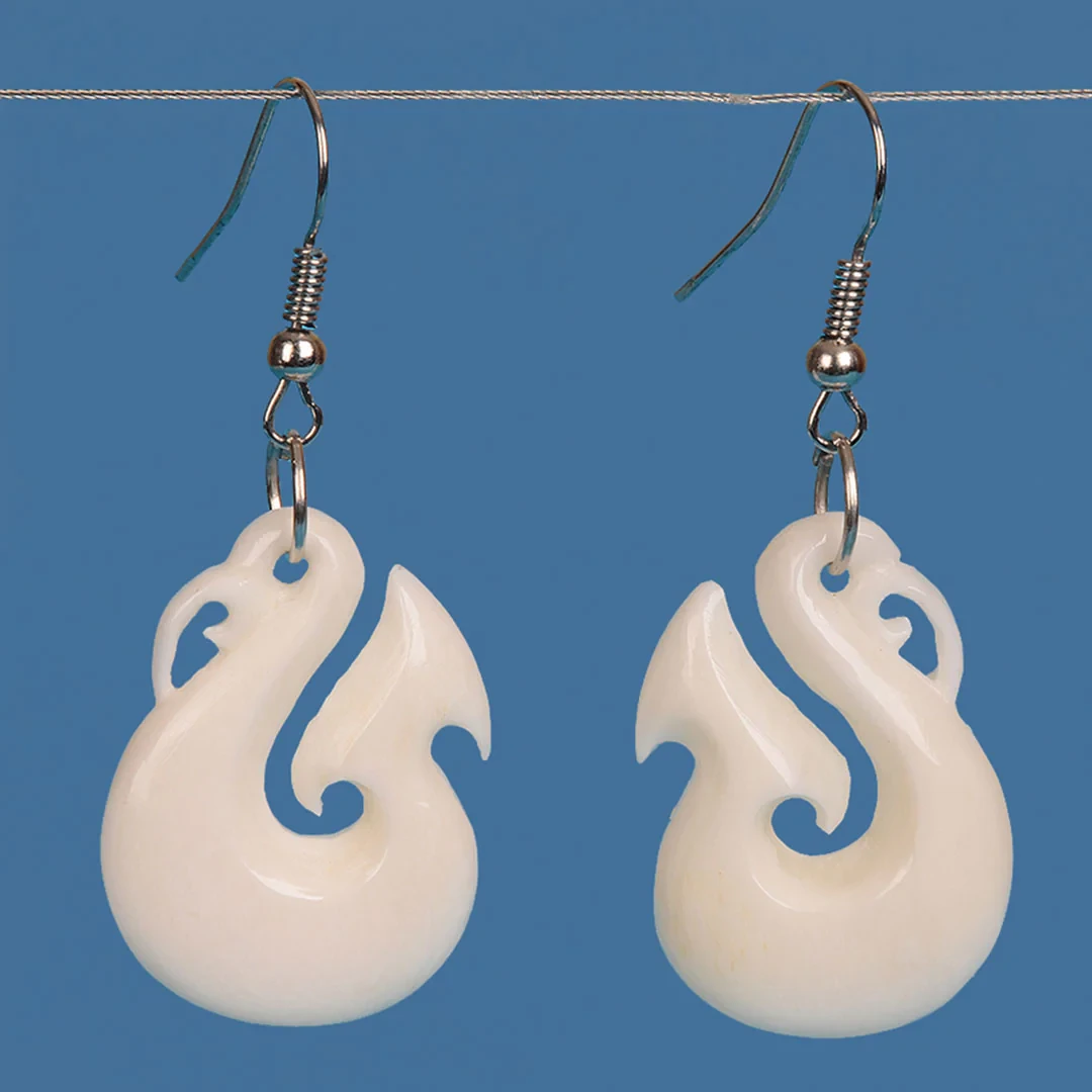 Bone Manaia Hook Earrings