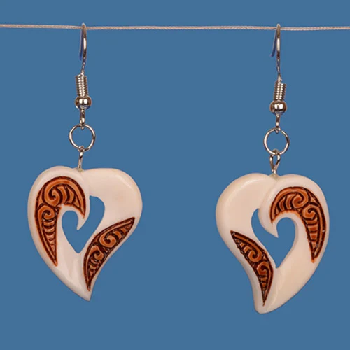 Bone Stained Heart Earrings
