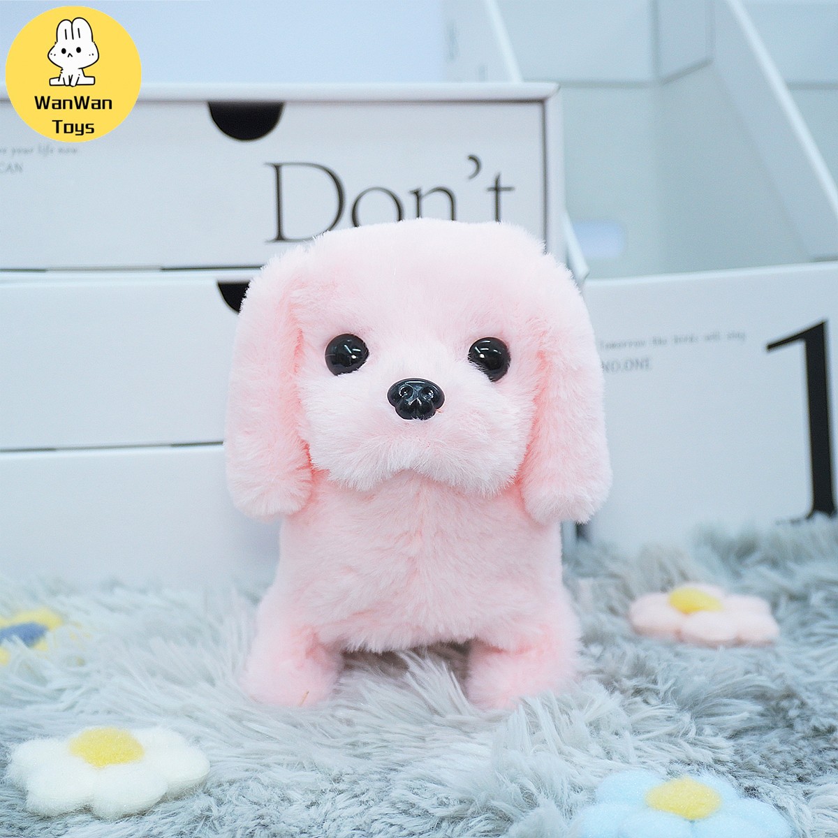 Cute Solid Color Big Dog Electric Pet Toy - Running, Barking, Nodding Companion for Kids
