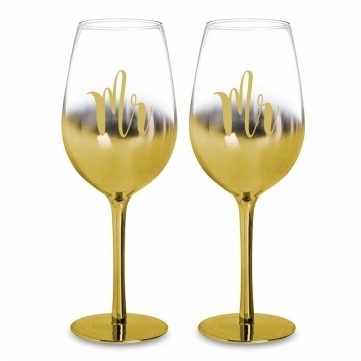 MR & MRS ROSE GOLD OMBRE WINE SET 430ML