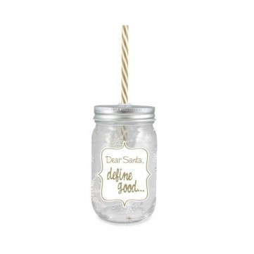 **DEAR SANTA MASON JAR WITH STRAW