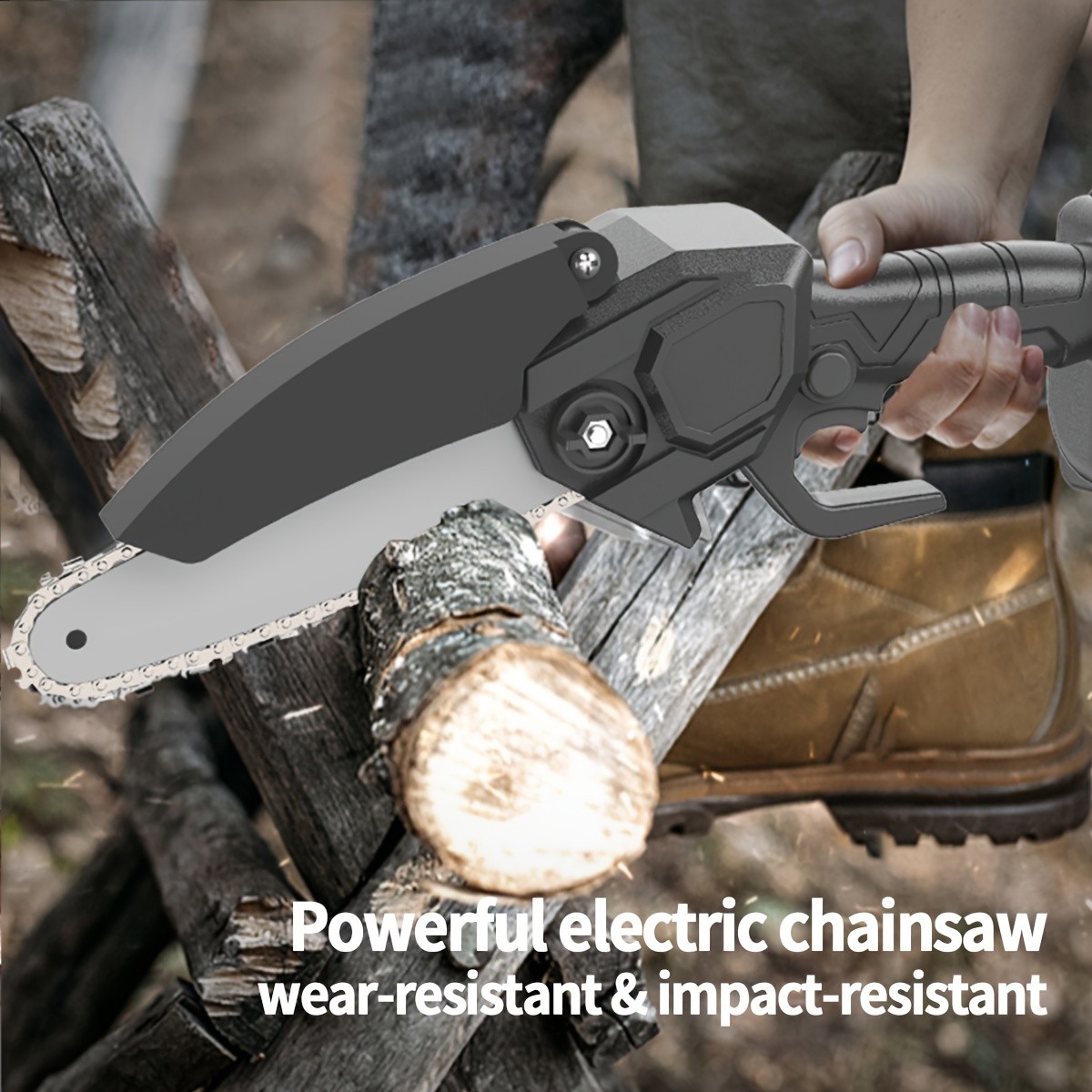 Mini Chain Saw, 6 Inch Handheld Chain Saw with Premium Splash Protection and Safety Lock, Handheld Portable Electric Chain Saw
