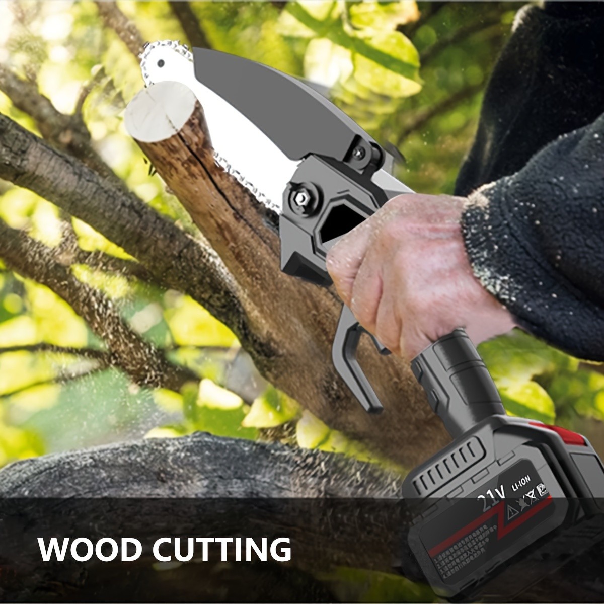 Mini Chain Saw, 6 Inch Handheld Chain Saw with Premium Splash Protection and Safety Lock, Handheld Portable Electric Chain Saw