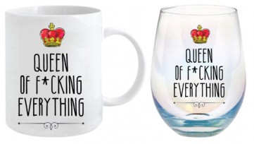 **QUEEN 360ML MUG & STEMLESS GLASS 600ML GIFT SET