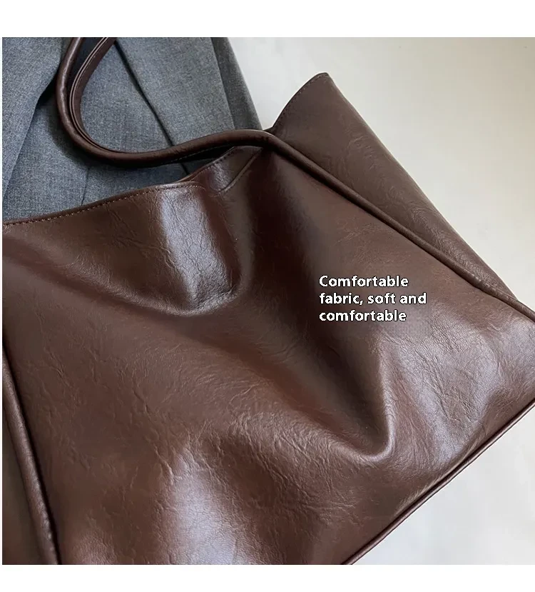 Soft Leather Shoulder Bag Large Capacity Commuter Totes Shopping Travel Bags For Women