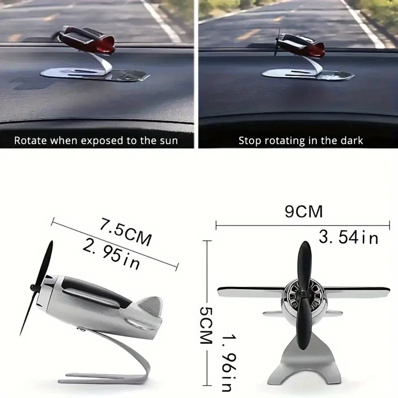 Solar-Powered Aircraft Car Decoration - Creative Interior Accessory & Gift for Car Enthusiasts