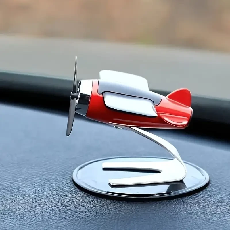 Solar-Powered Aircraft Car Decoration - Creative Interior Accessory & Gift for Car Enthusiasts