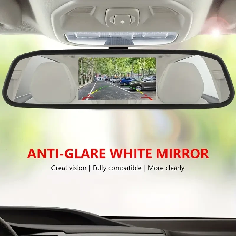 10.92cm Backup Camera Mirror with 7 LED Night Vision - Rear View Reverse Monitor Parking Kit