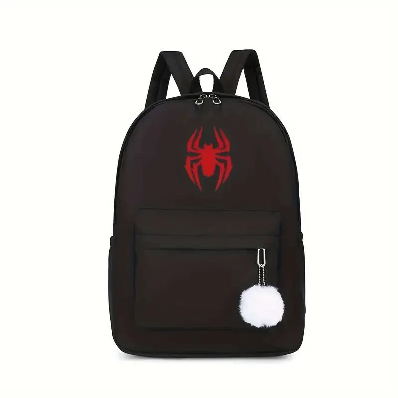 Stylish Red Spider Print Canvas Backpack - Lightweight & Durable School Travel Bag
