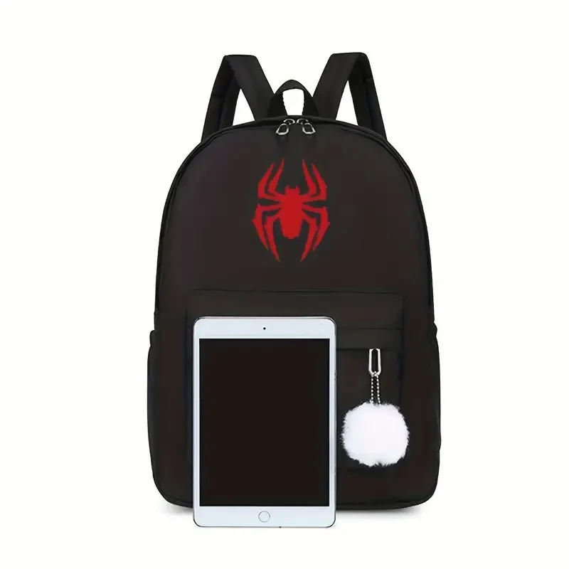 Stylish Red Spider Print Canvas Backpack - Lightweight & Durable School Travel Bag