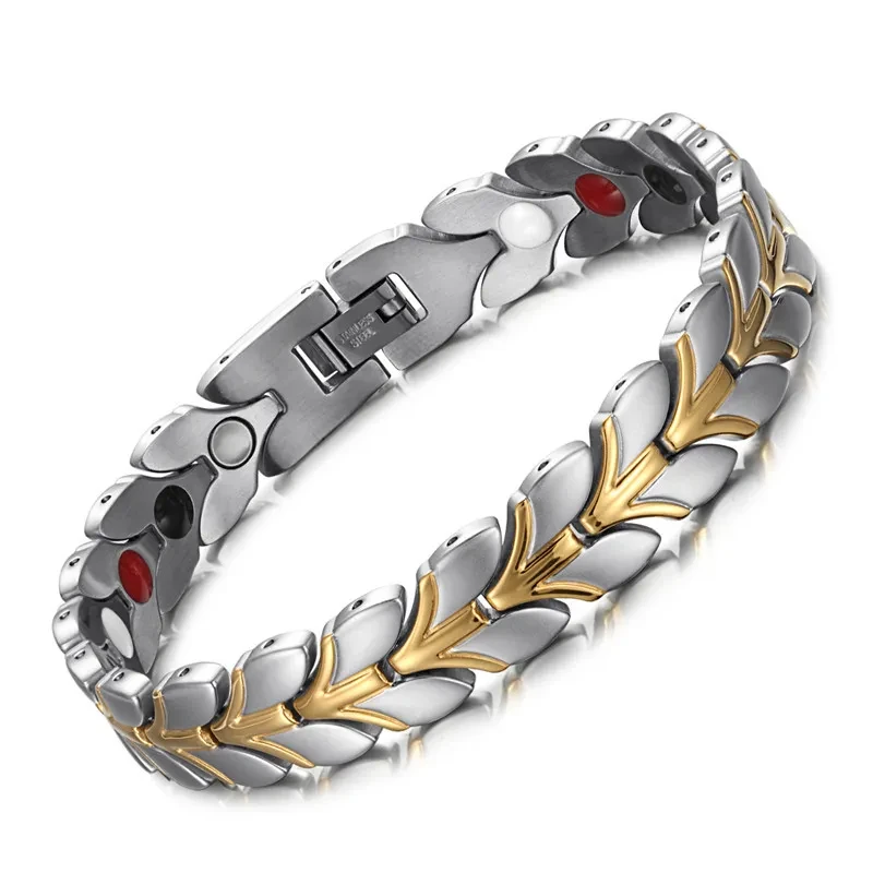 Stainless Steel Couple Bracelet Magnetic Germanium Anion Far Infrared Dour-In-One Bracelet