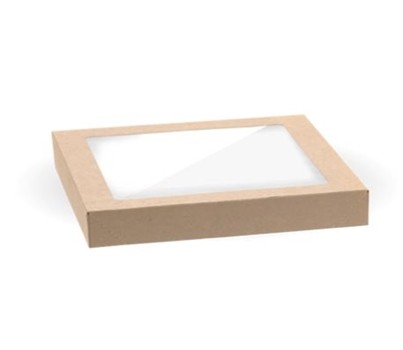 LIDS WINDOW PLA 229x228x30MM KRAFT SMALL 100s (BIOPAK)