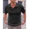 European And American Fashion Men's Knitted Polo Shirt Short Sleeve V-neck Hollow