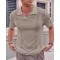 European And American Fashion Men's Knitted Polo Shirt Short Sleeve V-neck Hollow