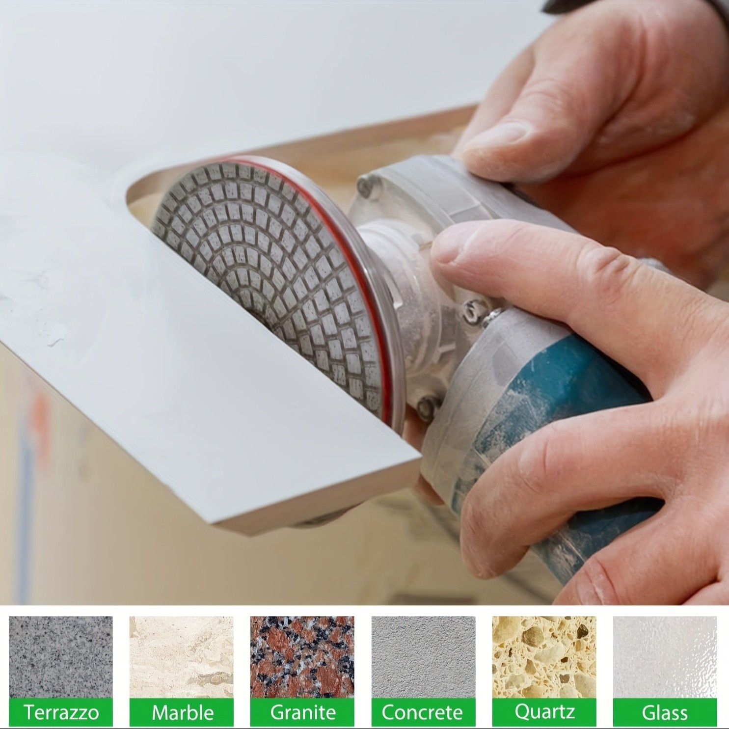 12pcs 4in Diamond Polishing Disc Set  Wet/Dry Grinding and Polishing Pads with 50-6000 Grit for Granite, Concrete, Marble, Stone Countertops, and Quartz Stone