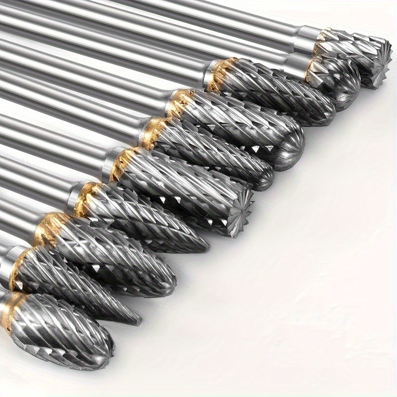 10pcs Tungsten Steel Burrs Set Versatile Carving, Engraving, and Polishing Tool for Wood, Metal, and Stone No Assembly Required!