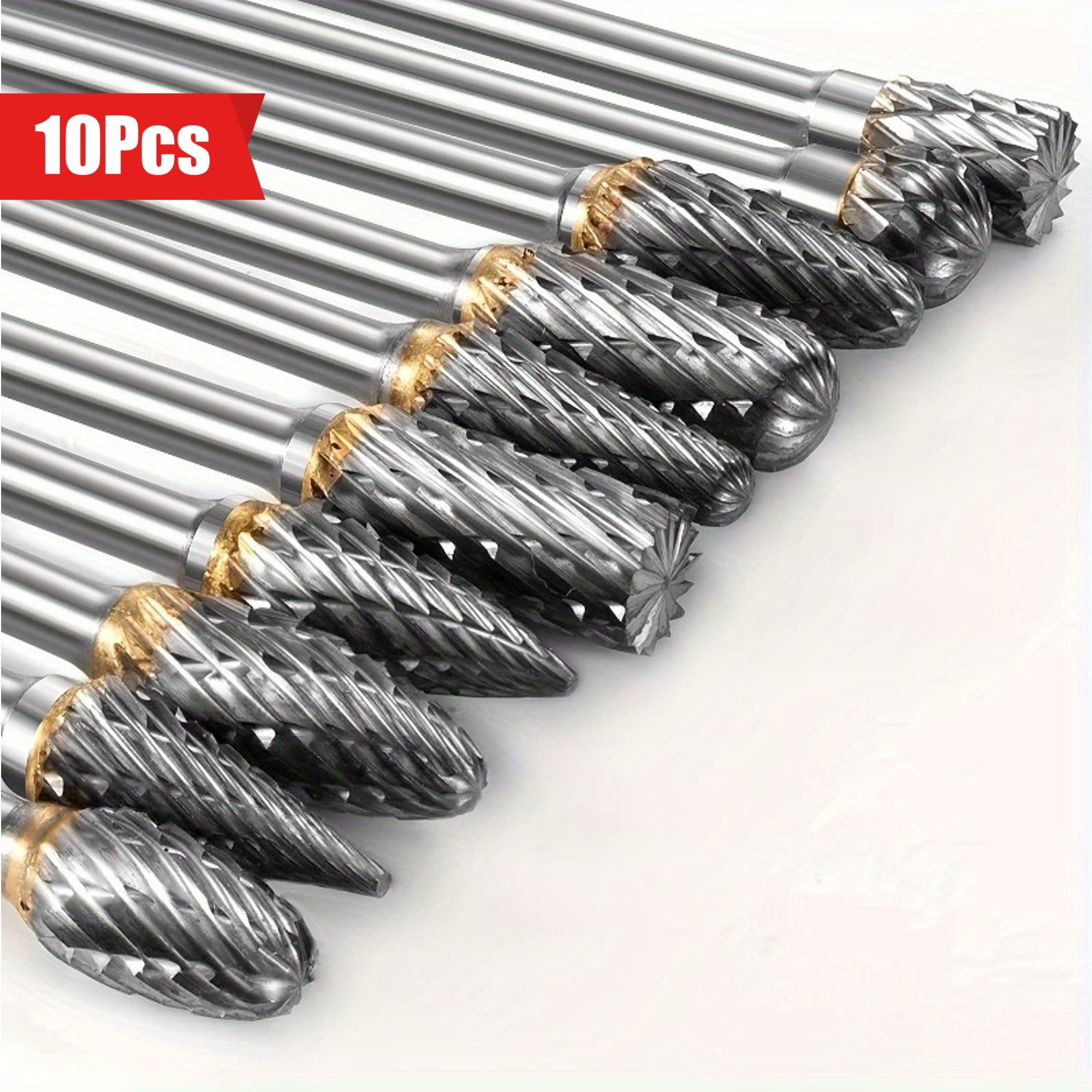 10pcs Tungsten Steel Burrs Set  Versatile Carving, Engraving, and Polishing Tool for Wood, Metal, and Stone  No Assembly Required!