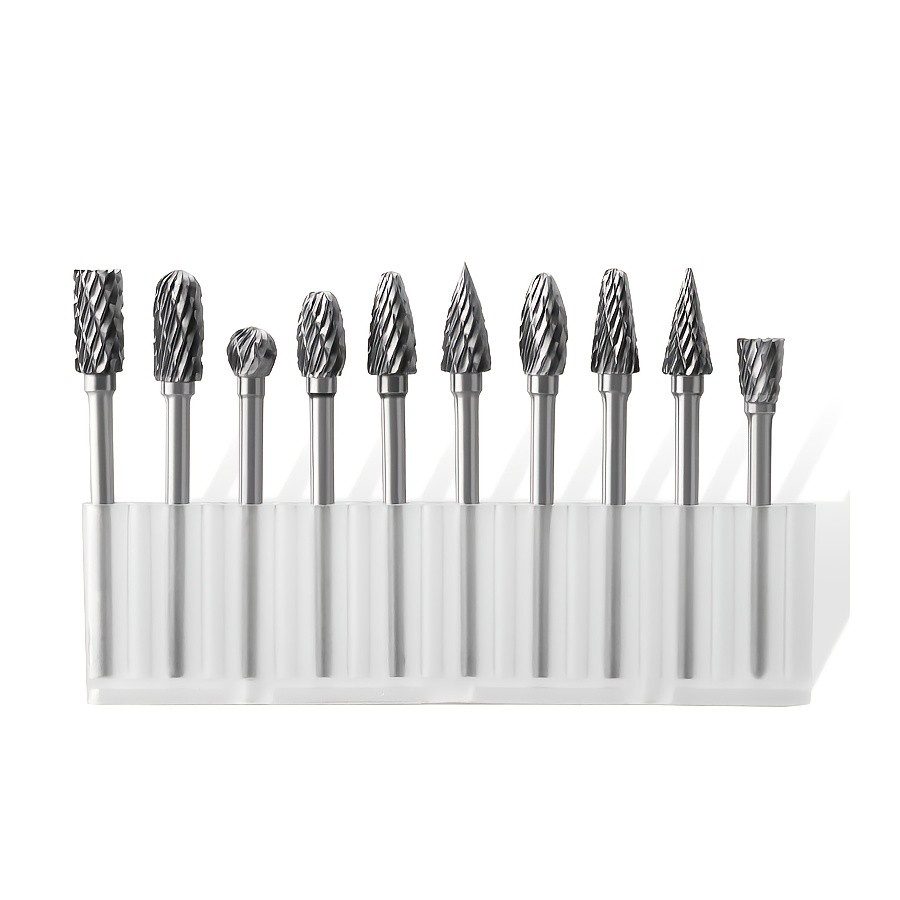 10pcs Double Cut Tungsten Carbide Grinding Bits Set Carbide Deburring Tungsten Steel Grinding Bits Compatible with Rotary Tools