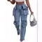 Fashion Casual Patchwork Multi-pocket Hamonica Jeans