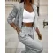 Fashion Striped Suits Casual Lapel Long Sleeve Cropped Top And Straight Pants Outfits