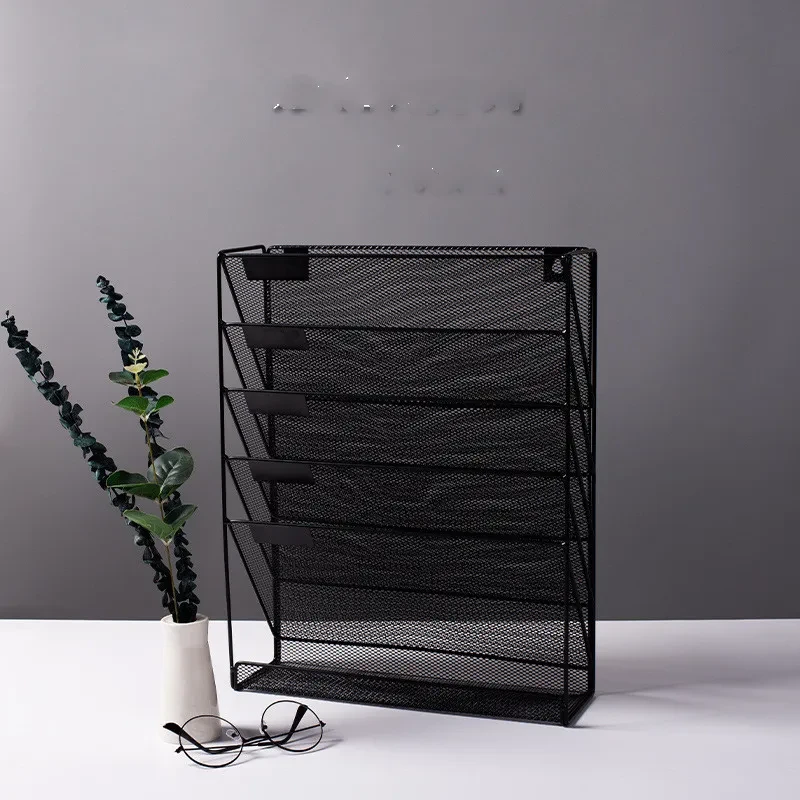 Metal Mesh Wall-Mounted Magazine File Rack Office Desk