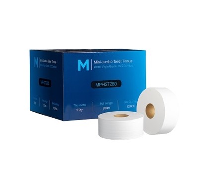 TOILET ROLL MINI JUMBO 2PLY 200M 12s (MATTHEWS MPH27280)