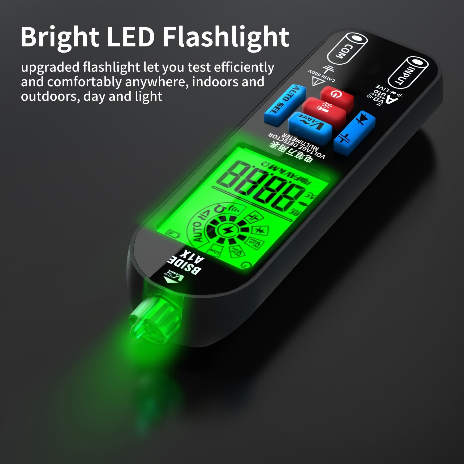 A1X Intelligent Digital Multimeter - Rechargeable, Non-Contact, Fast & Accurate DC/AC Voltage, Current, Resistance, Continuity, Temperature, Live Wires Check - Anti-Burn Design