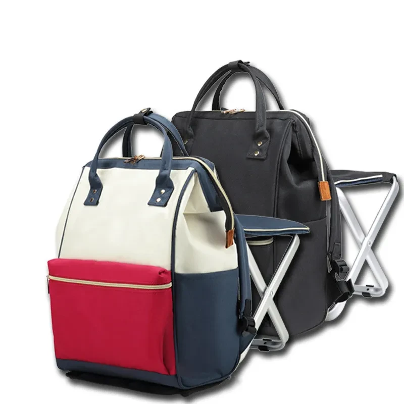 Foldable stool mom bag