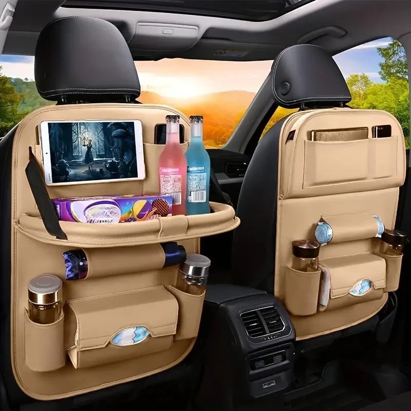 Premium All-in-One Car Back Seat Organizer with Foldable Table & Laptop Station