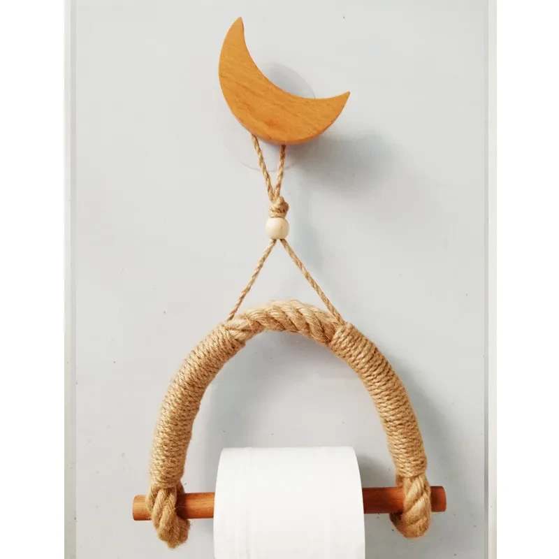 Hand-woven paper roll holder toilet punch-free toilet tissue box paper towel holder toilet paper holder toilet paper twine