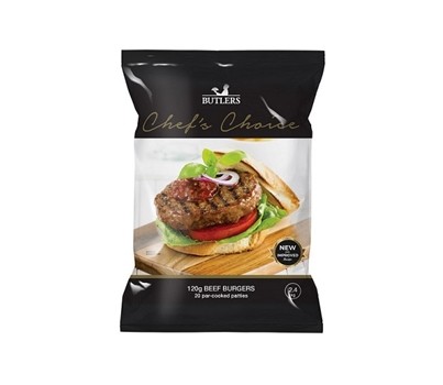 PATTIES BEEF PAR-COOKED 120GM 20s (BUTLERS 4902) [FZN]