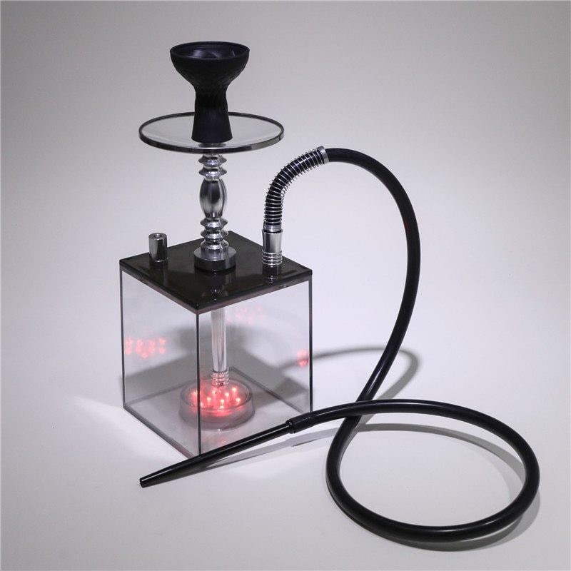 Arabic hookah with light full set of acrylic LED square pot