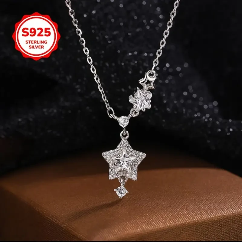 925 Low Allergy Star Necklace for Women Fashion Five-Pointed Star Collarbone Chain | Versatile Starry Sky Pendant