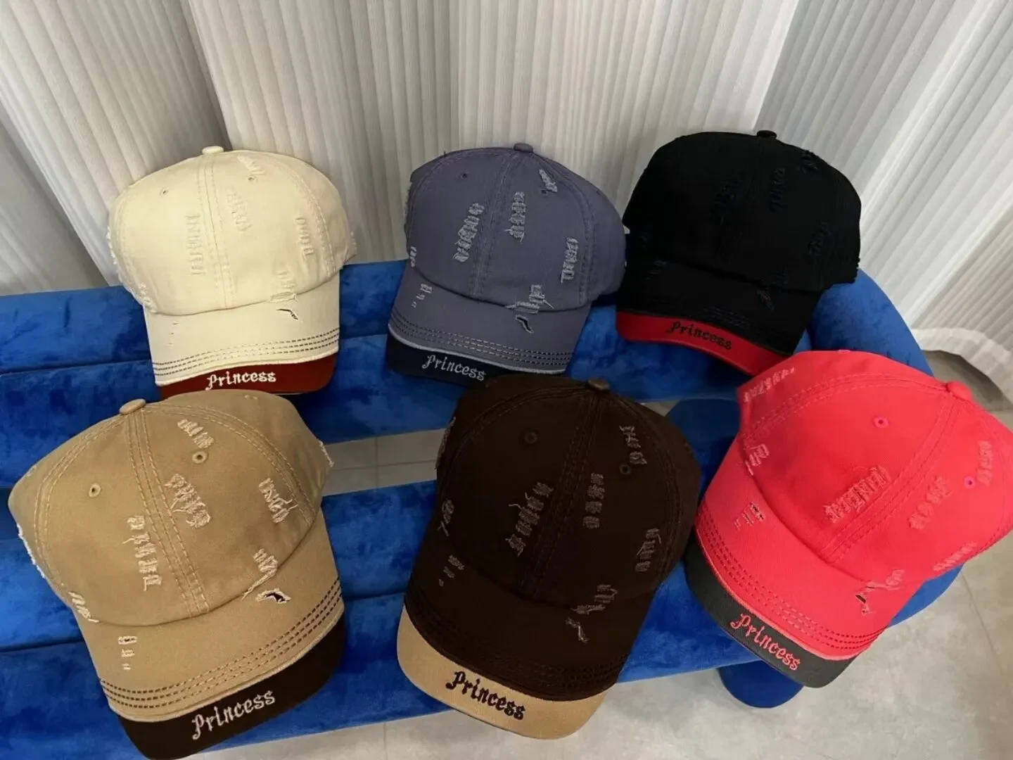 Double-stitching Shabby Embroidered Letter Baseball Cap