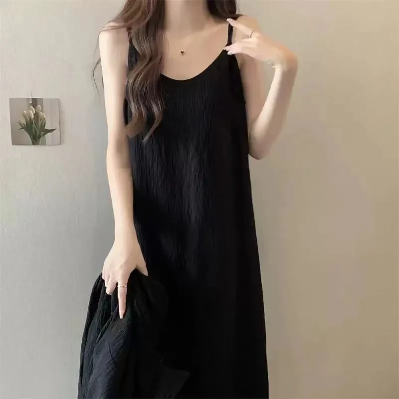 Summer Loose Temperament New Skirt Long Slimming French Style Sexy Suspenders Dress