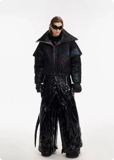 Male Dark Knight Large Collar Alien Short Cotton Jacket
