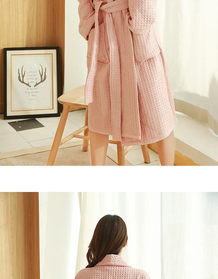 Cotton Double Waffle Unisex Thickened Long Robe