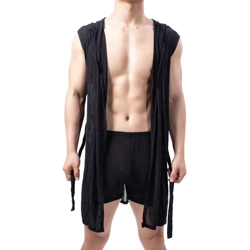 Gold Dot Bathrobe Men's Sexy Coat