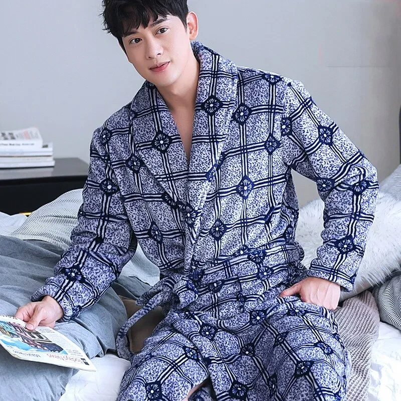Winter Bathrobe Coral Fleece Couple Pajamas