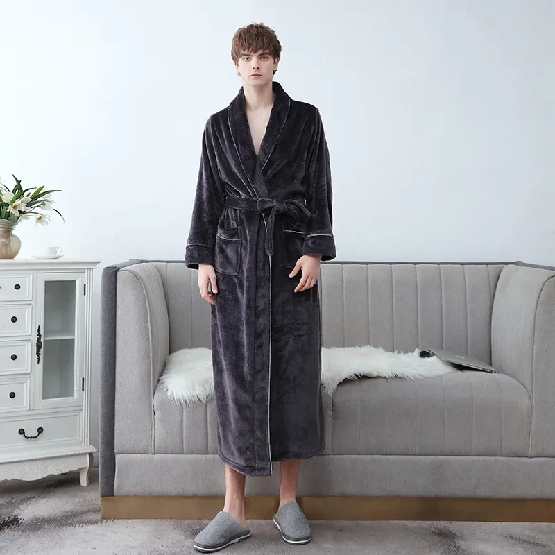 Couple Fattening And Lengthening Flannel Bathrobe